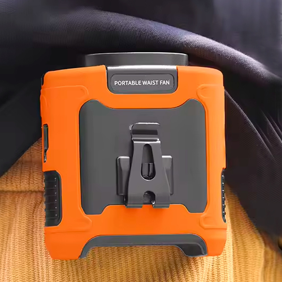 Вентилятор портативний 3в1 з ліхтариком і повербанком 10000 мАг Універсальний Помаранчевий, фото 1