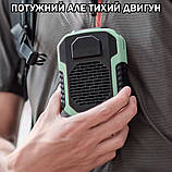 Вентилятор Портативний 6000 мАг 2в1 з Повербанком 3 швидкості з кліпсою для носіння Зелений, фото 6