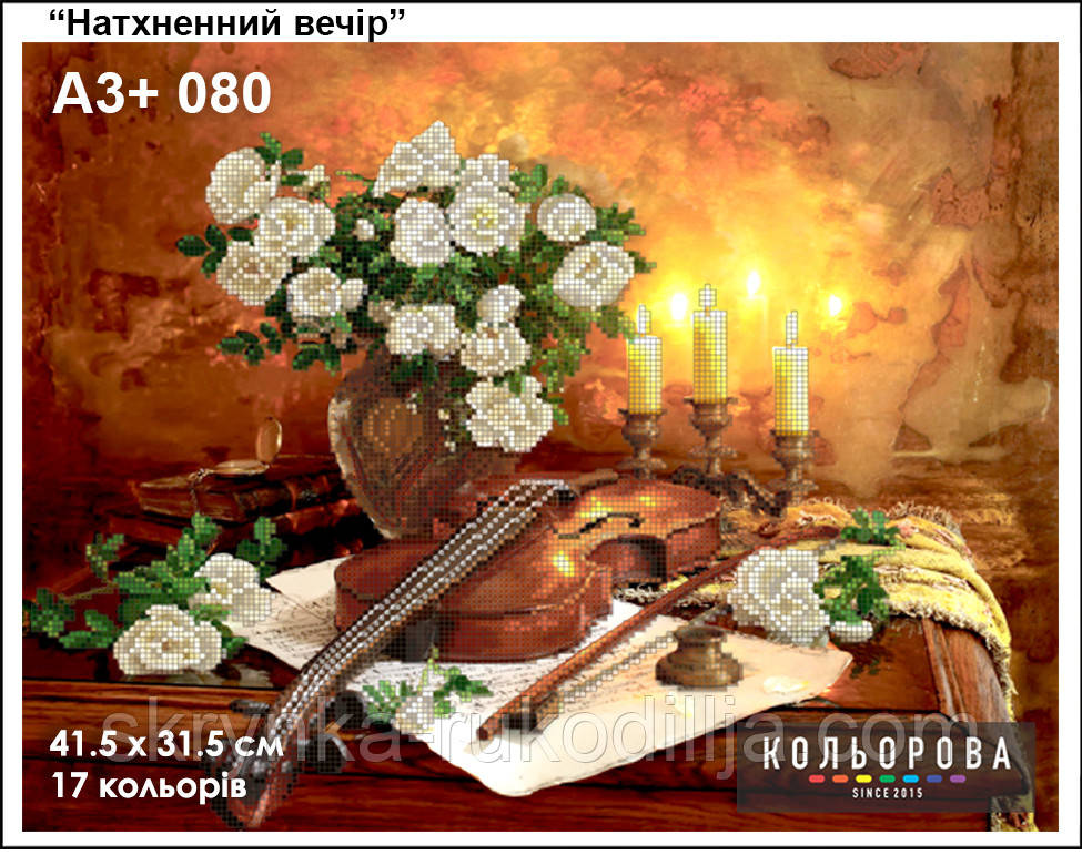 Картина для вишивки бісером А3+ 089 Гітаристка ТМ Кольорова