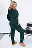 Модний теплий жіночий флісовий комбінезон з капюшоном в принт леопард з поясом, батал великі розміри, фото 2
