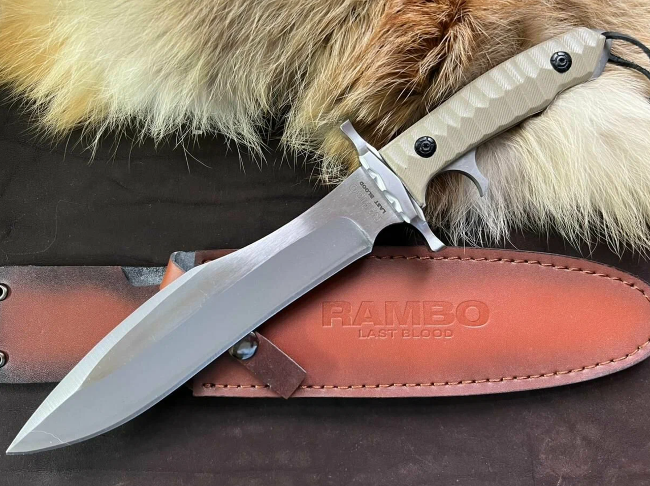 Мисливський ніж Rambo Last Blood із Чохлом 33см Brown (7_01573)