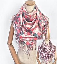 Двостороння кашемірова хустка Лорен 100*100 см пудра/корал