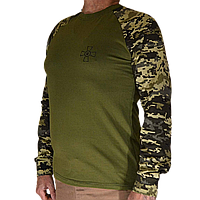 Лонгслів комбінований світла олива і MM-14 з логотипом ЗСУ 50 розмір