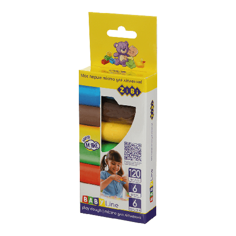 /Набір тіста для ліплення 6шт*20г 6 цв у картонній упаковці BABY Line, фото 1