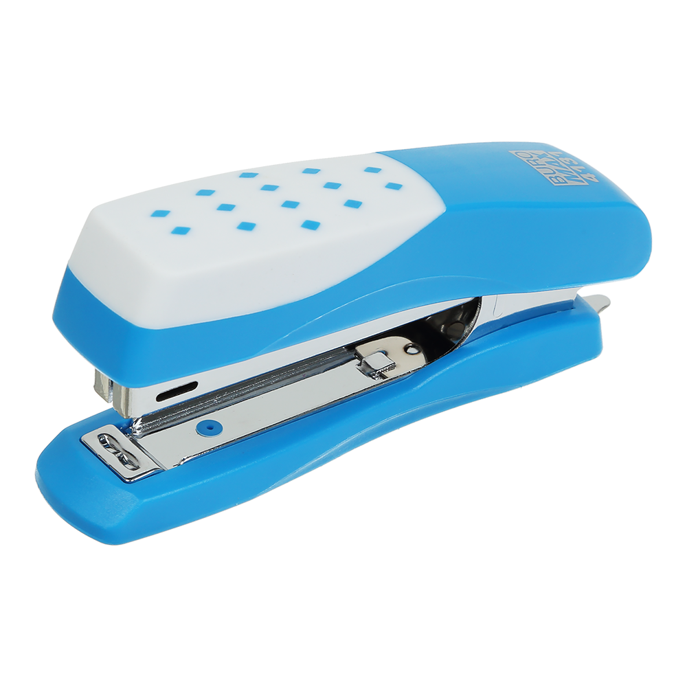 Степлер пластиковий ШАХМАТКА 12 л (скоби №10) 108х50х25 мм блакитний