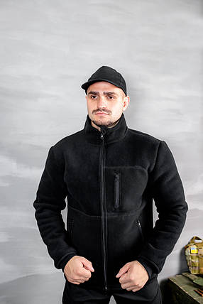 Кофта флісова на хутрі чорна| Щільність 440 гр/м чорна, фото 1