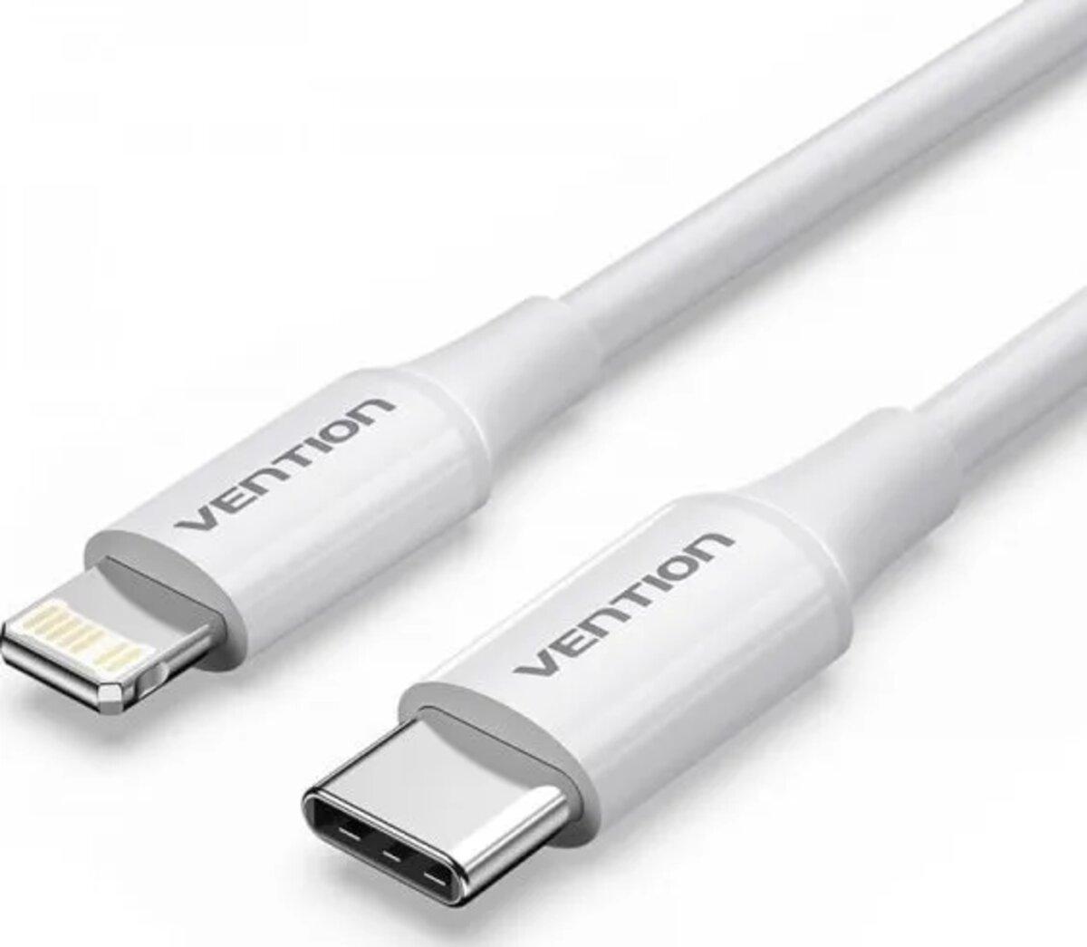 USB 2.0 Type-C Male to Lightning Male 3A Cable 1M White PVC Type (LAKWF)