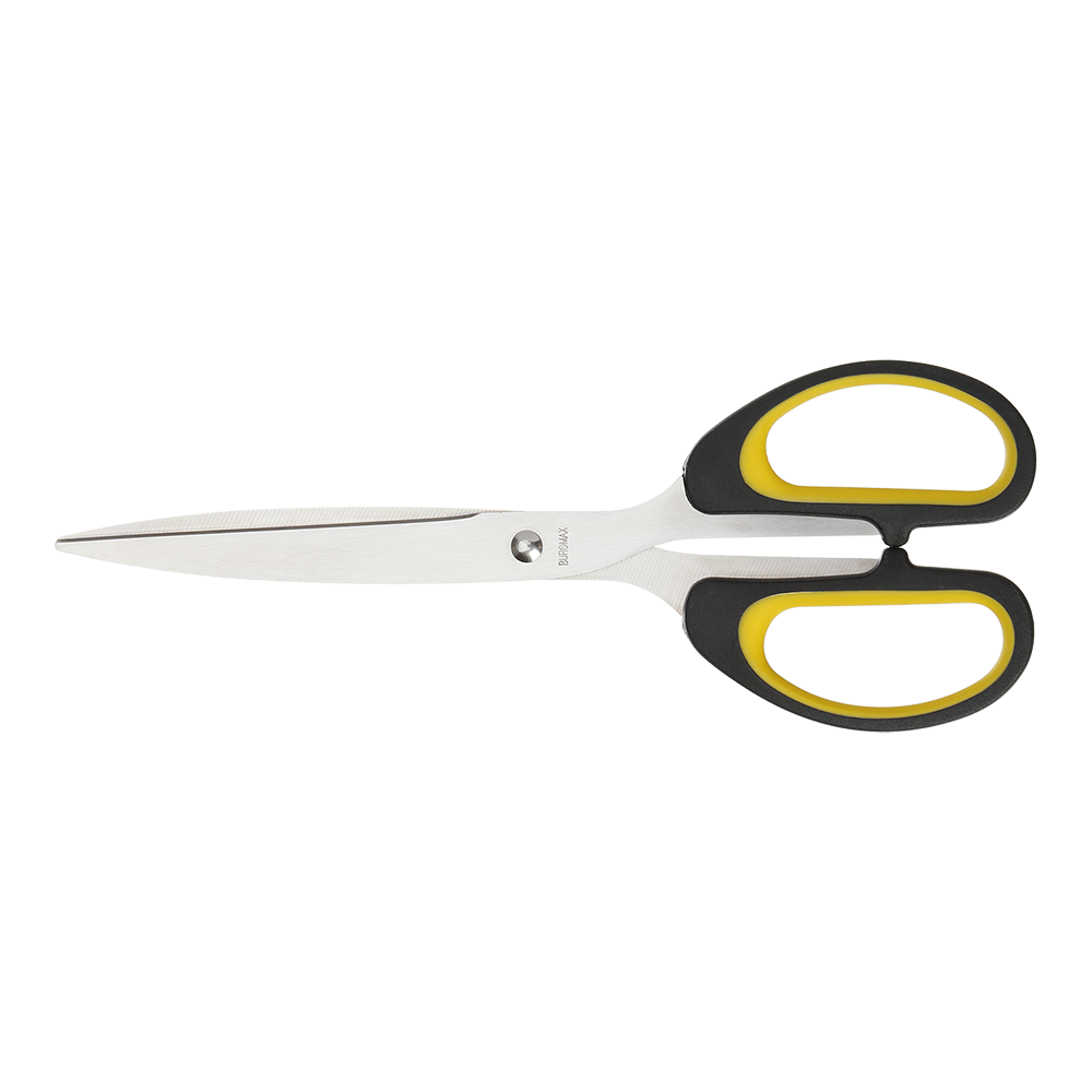 Ножиці суцільнометалеві 210 мм з желтрезвставками чорні