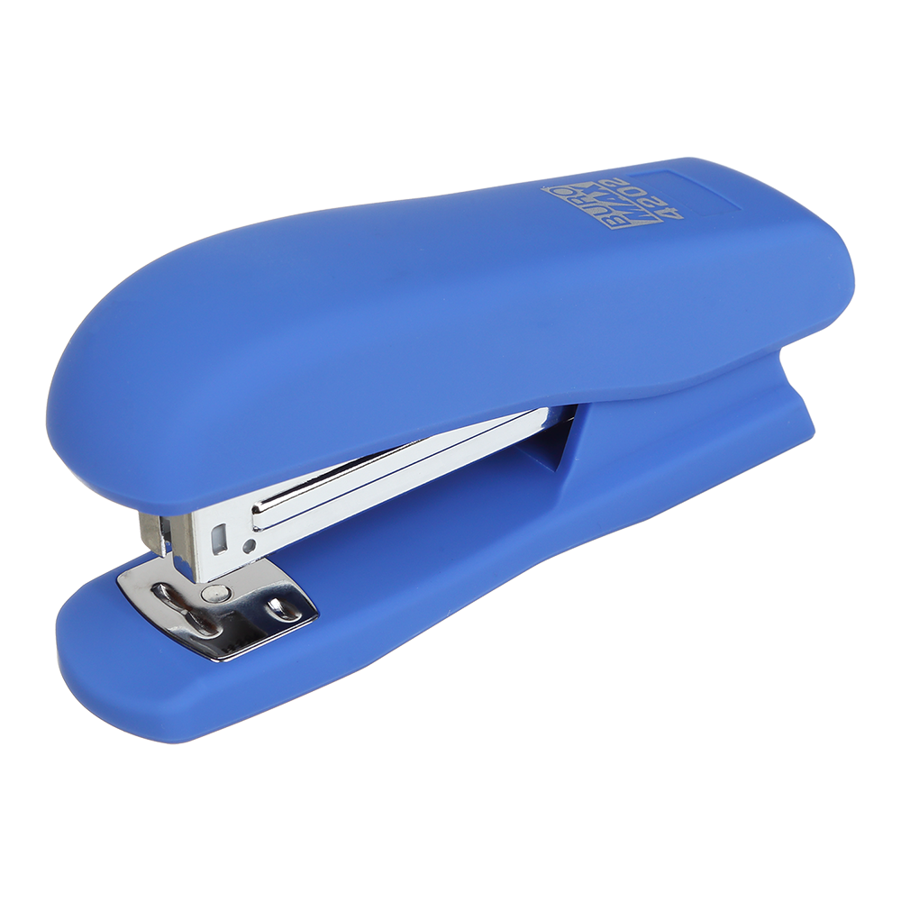 Степлер пластиковий RUBBER TOUCH 20 арк (скоби №24; 26) 127х54х33 мм синій