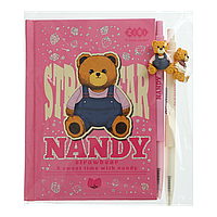 /Набір 1  BEAR TOY блокнот А6 64 л клітинка + 2 кулькові ручки автоматичні KIDS Line