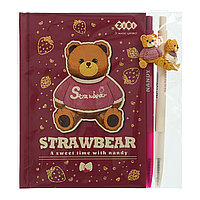 /Набір 3  BEAR TOY блокнот А6 64 л клітинка + 2 кулькові ручки автоматичні KIDS Line