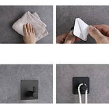 Настінні самоклеючі гачки для ванної , вішалка для рушників 4 шт чорні Лофт Loft Ruhhy 25037 Польща, фото 5