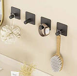 Настінні самоклеючі гачки для ванної , вішалка для рушників 4 шт чорні Лофт Loft Ruhhy 25037 Польща, фото 4