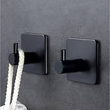 Настінні самоклеючі гачки для ванної , вішалка для рушників 4 шт чорні Лофт Loft Ruhhy 25037 Польща, фото 8