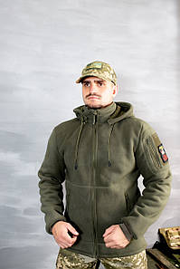 Парка кофта флісова на хутрі олива Traveler| Щільність 440 gr/m