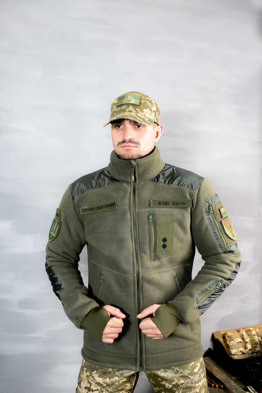 Кофта тактична флісова на хутрі олива| Щільність 440 gr/m