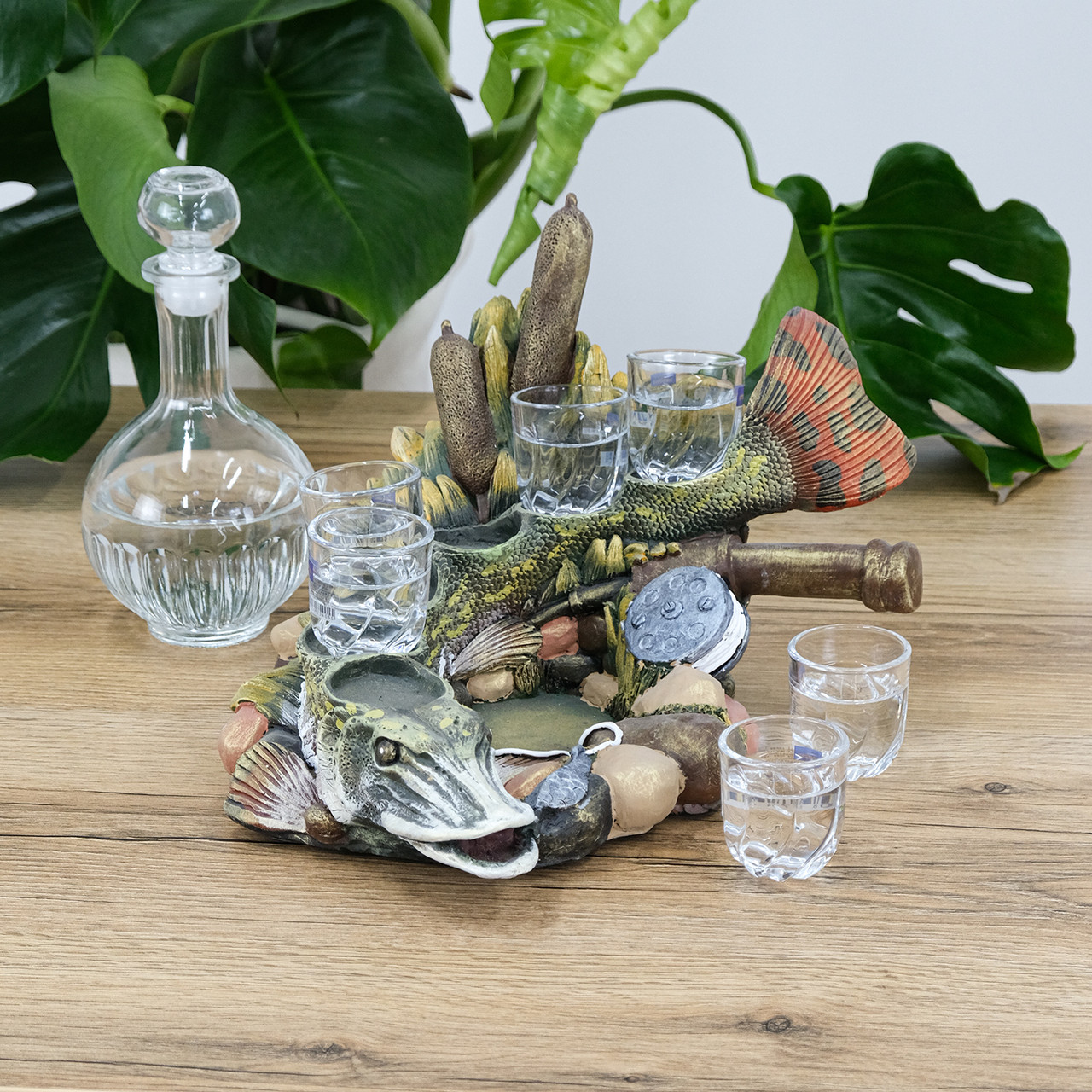 Штоф Щука набір для горілки подарунок для рибалки 30 см Гранд Презент ШП403 цв, фото 1