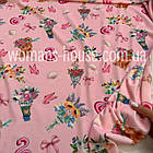 Тканина велюр Плюш (спорт) принт друкований Собачки на рожевому, фото 2