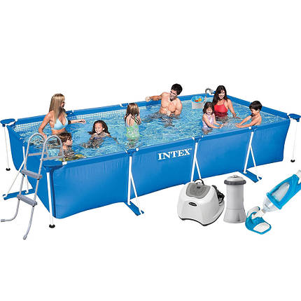 Каркасний басейн Intex 28273-7, 450 х 220 х 84 см (4 г/год, 3 785 л/год, драбина, тент, підстилка, набір для, фото 1