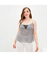 Майка жіноча на бретелях чорна з білим квіточкою Т ТМ ПРОВАНС