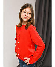 Детская кофта на пуговицах Дженис морковно-красная ART KNIT