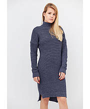 Вязаное женское теплое платье синий меланж ТМ ПРОВАНС