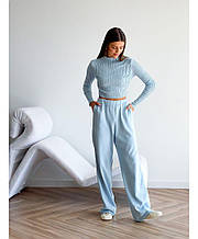 Брюки в'язані Ester Блакитнi ART KNIT