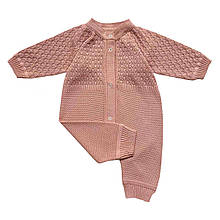 Комбинезон ажурный для младенцев Розовый и повязка ART KNIT