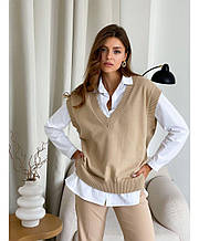 Жилетка вязаная женская бежевая ART KNIT