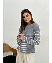 Джемпер Cotton серый в  полоску ART KNIT