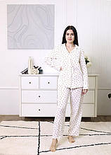 Піжама жіноча муслінова молочна Серця ART KNIT