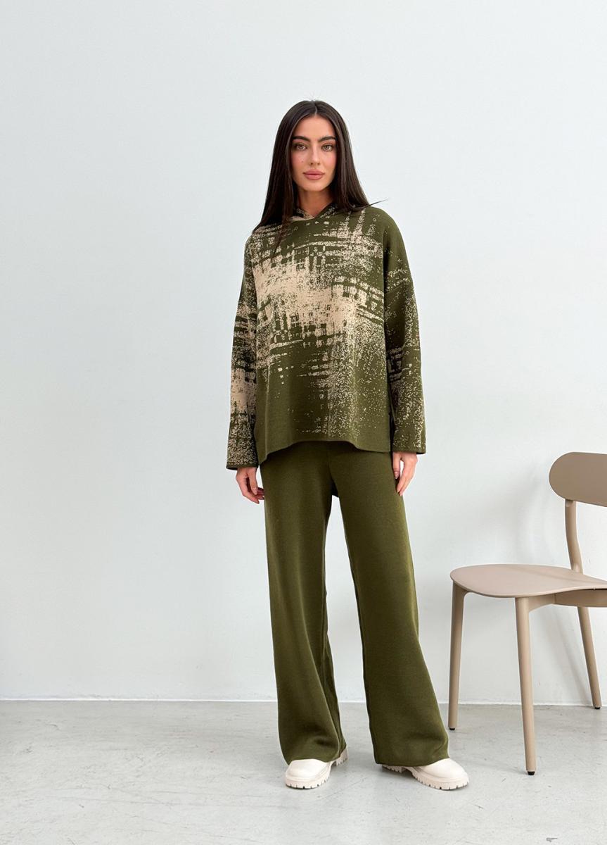 Штани жіночі в'язані оливкові Vibe ART KNIT