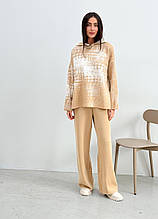 Світшот жіночий в'язаний бежевий Vibe ART KNIT