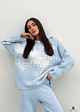 Світшот жіночий в'язаний блакитний Vibe ART KNIT