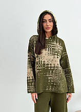 Світшот в'язаний жіночий оливковий Vibe ART KNIT