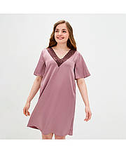 Ночнушка атласна з мереживом Прованс by Vona рожев ТМ ПРОВАНС