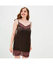 Сорочка атласна з мереживом Прованс by Vona коричн ТМ ПРОВАНС