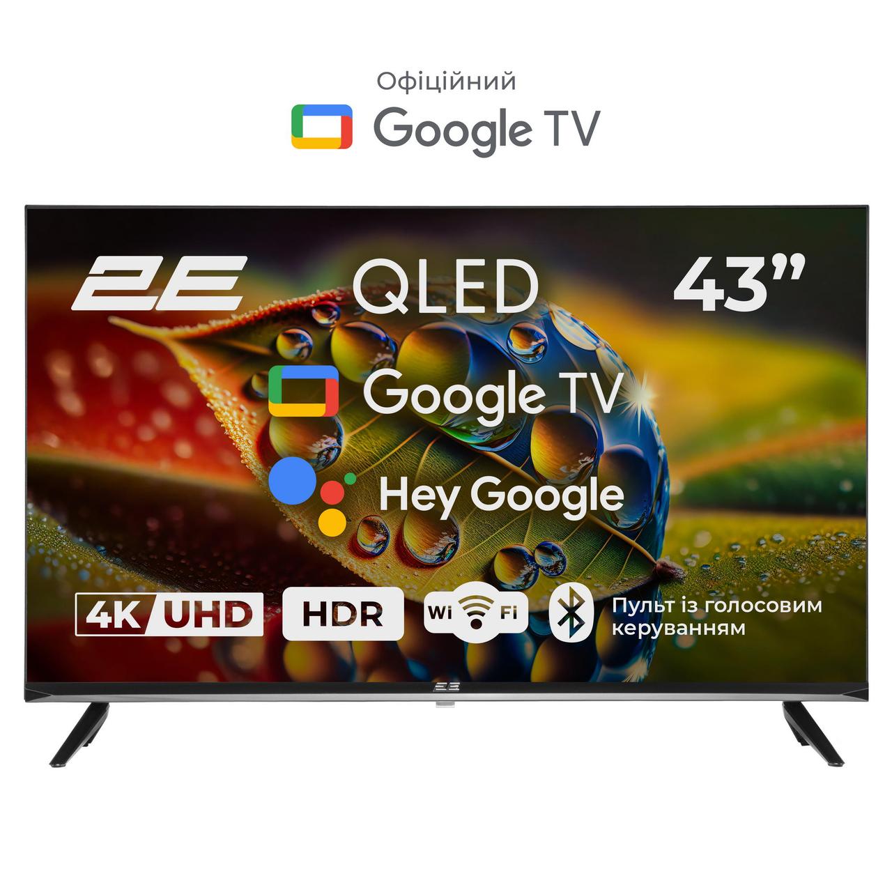 2E Телевізор 43" QLED 4K 60Hz Smart Google TV Black Baumar - Завжди Вчасно, фото 1