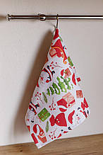 Рушник вафельний Санта на білому ТМ ПРОВАНС