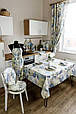 Скатертина на стіл Блакитні Квіти ТМ ПРОВАНС 180, 136х180см, Блакитний, фото 2