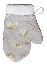 Декоративна новорічна рукавиця Шапочки на бежевому ТМ ПРОВАНС