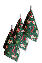 Набір новорічних рушників Санта на зеленому ТМ ПРОВАНС