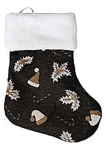 Декоративний новорічний чобіток Шапочки на чорному ТМ ПРОВАНС