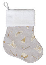 Декоративний новорічний чобіток Шапочки на бежевому ТМ ПРОВАНС