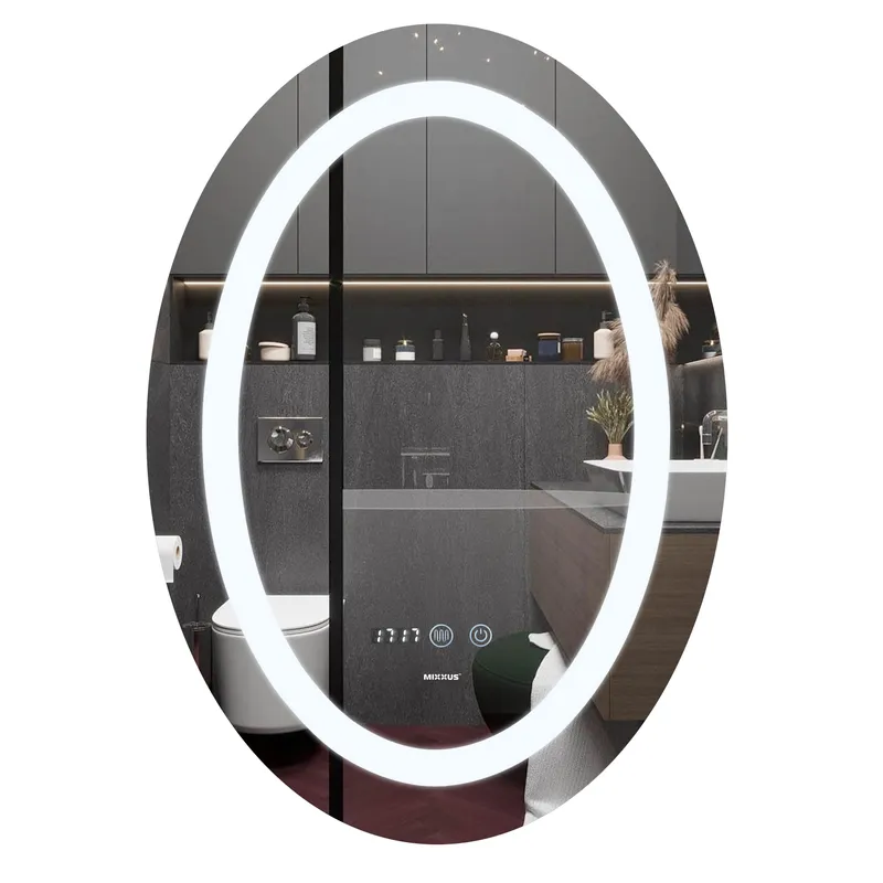 Дзеркало Mixxus PLAIN MV02-60x80 з LED Touch, Anti-fog, димером, регулюванням яскравості, годинником (MI693, фото 1