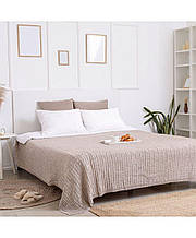 Вязаное покрывало на кровать латте ТМ ПРОВАНС