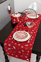 Доріжка новорічна на стіл Дзвіночки на червоному ТМ ПРОВАНС