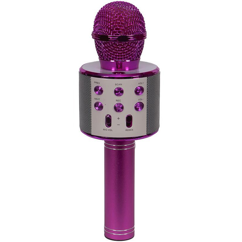 Мікрофон караоке бездротовий блютуз із колонкою 2 динаміки по 3Вт до 6-8 годин роботи фіолетовий