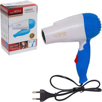 Фен дорожній складаний міні електричний «NOVA» синій 11×7.5х17 см.