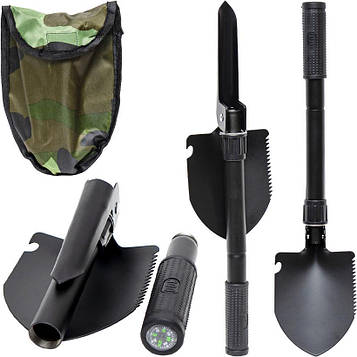 Лопата туристична складна багатофункціональна похідна У складеному вигляді 15,5см. у розкладеному 42см